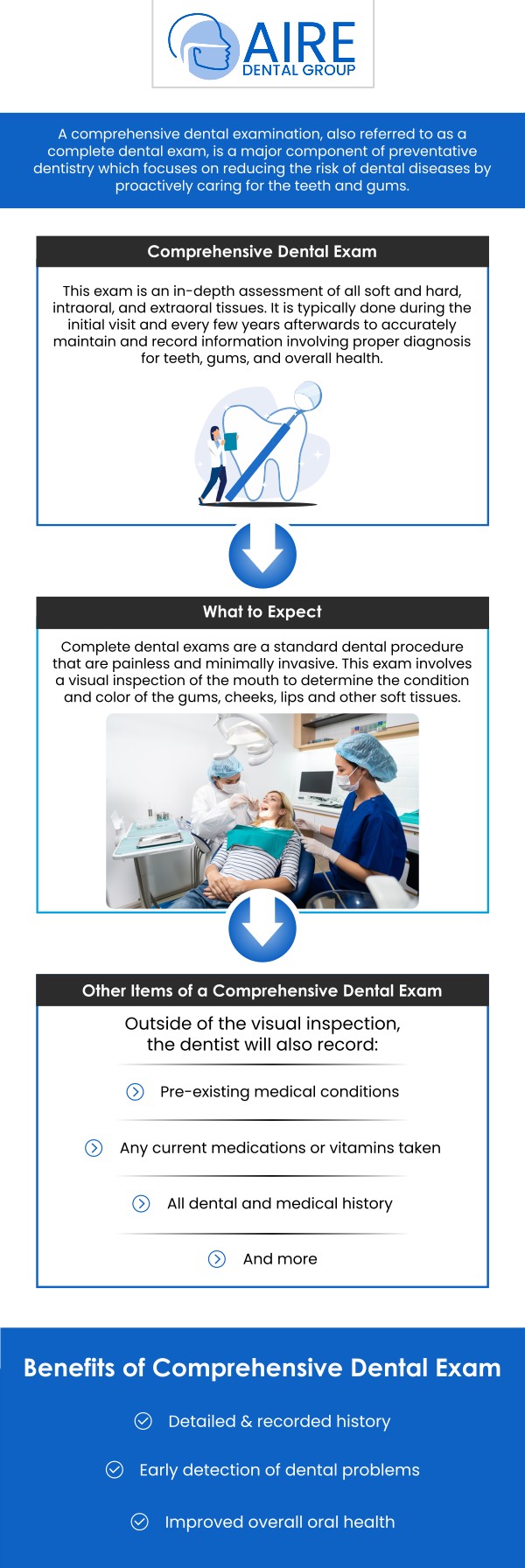 At Aire Dental Group, Dr. Nader Amiran DMD provides comprehensive dental exams as the foundation of your oral health. Using advanced technology, we thoroughly check for early signs of decay, gum disease, and other issues to help you maintain a healthy and strong smile for a lifetime. For more information, contact us or request an appointment online. We are conveniently located at 6224 Main St suite c, Downers Grove, IL 60516.