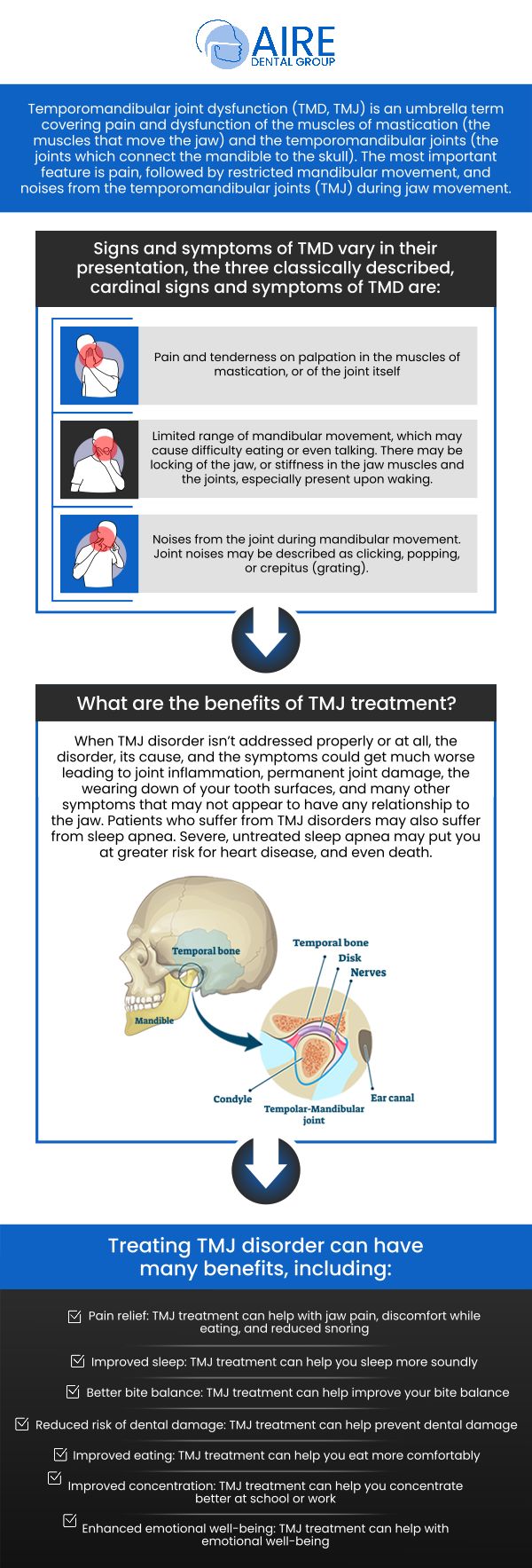 At Aire Dental Group, Dr. Nader Amiran understands your struggle. We are committed to being a top TMJ dentist in the area, offering a pathway to lasting relief. Our expertise lies in uncovering the true source of your discomfort—be it a clicking jaw, debilitating headaches, or facial pain—and crafting a personalized plan to not just manage symptoms but to resolve the issue for good. For more information, contact us or request an appointment online. We are conveniently located at 6224 Main St suite c, Downers Grove, IL 60516.